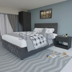 Grey Chesterfield Plush Velvet Divan Bed with Super Orthopaedic Mattress and Headboard