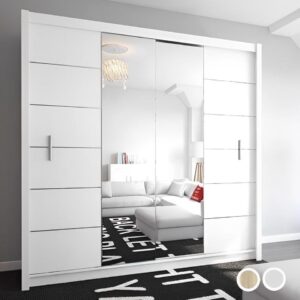 OSLO Modern Mirror sliding door wardrobe with LED Light Width 150cm/180cm/203cm